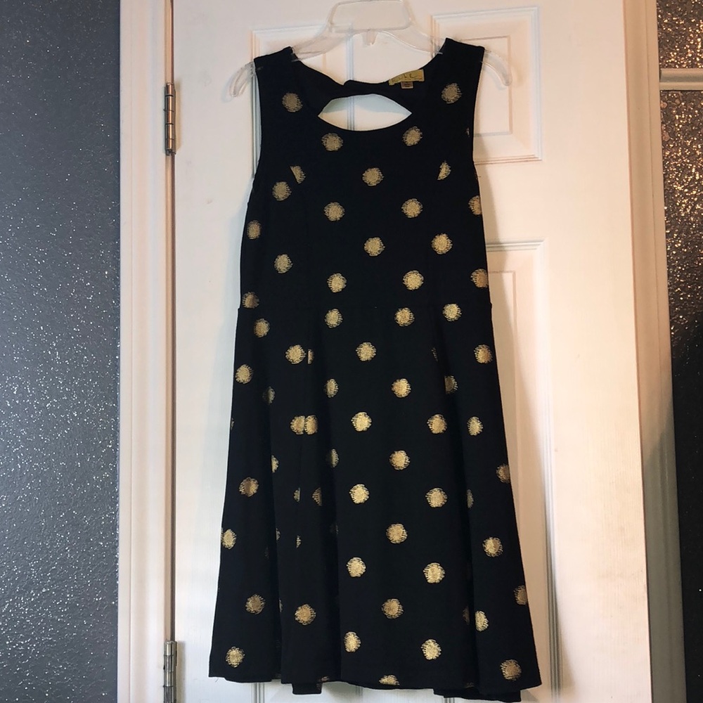 Black with Gold Polka Dot Dress